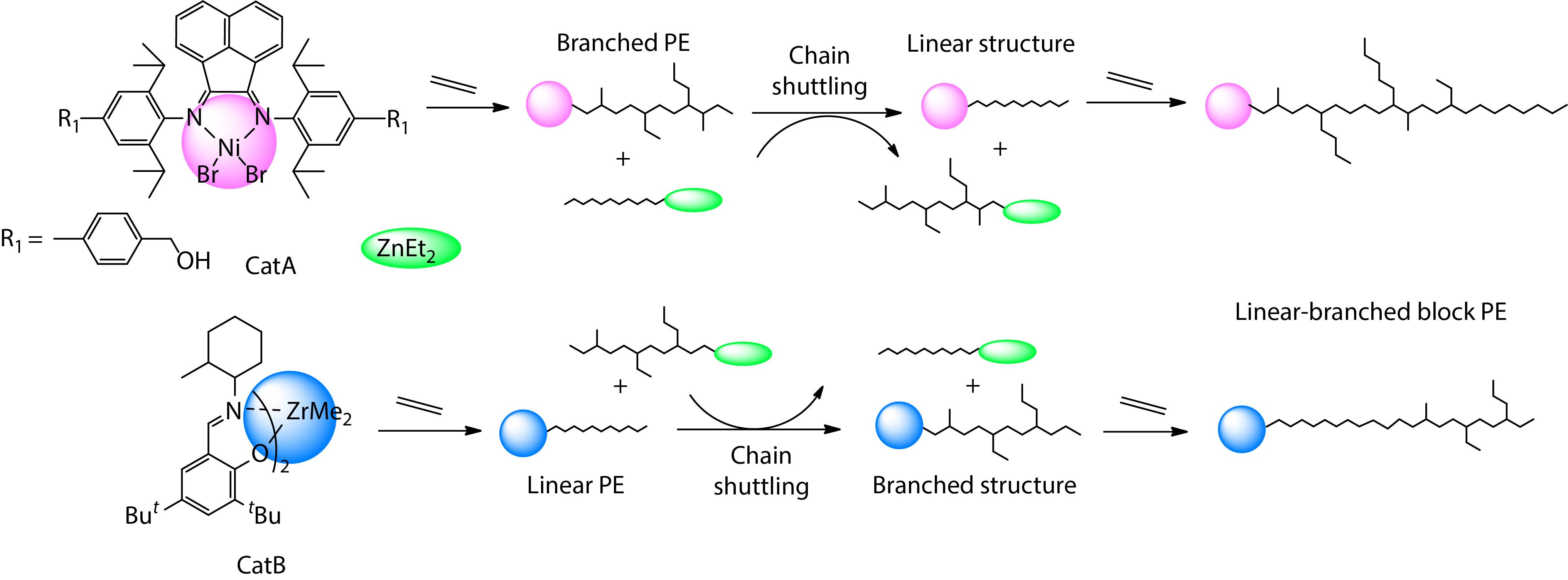 Linear/branched Block Polyethylene Produced by <italic style="font-style: italic">α</italic>-Diimine Nickel(II) Catalyst and Bis(phenoxy-imine) Zirconium Binary Catalyst System in the Presence of Diethyl Zinc