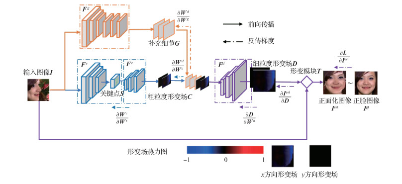 面向大姿态人脸识别的正面化形变场学习