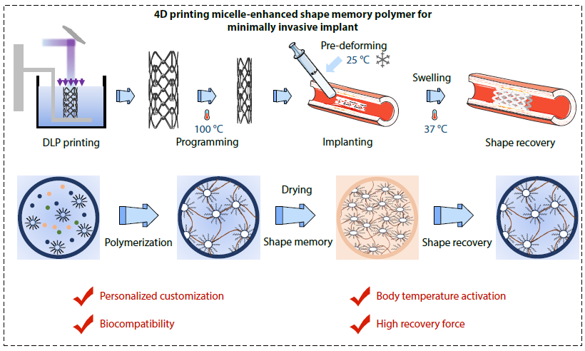 4D Printing Micelle-enhanced Shape Memory Polymer for Minimally Invasive Implant